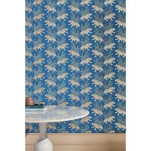Anthropologie Printfresh Bagheera Wallpaper Indigo Blue Single Roll